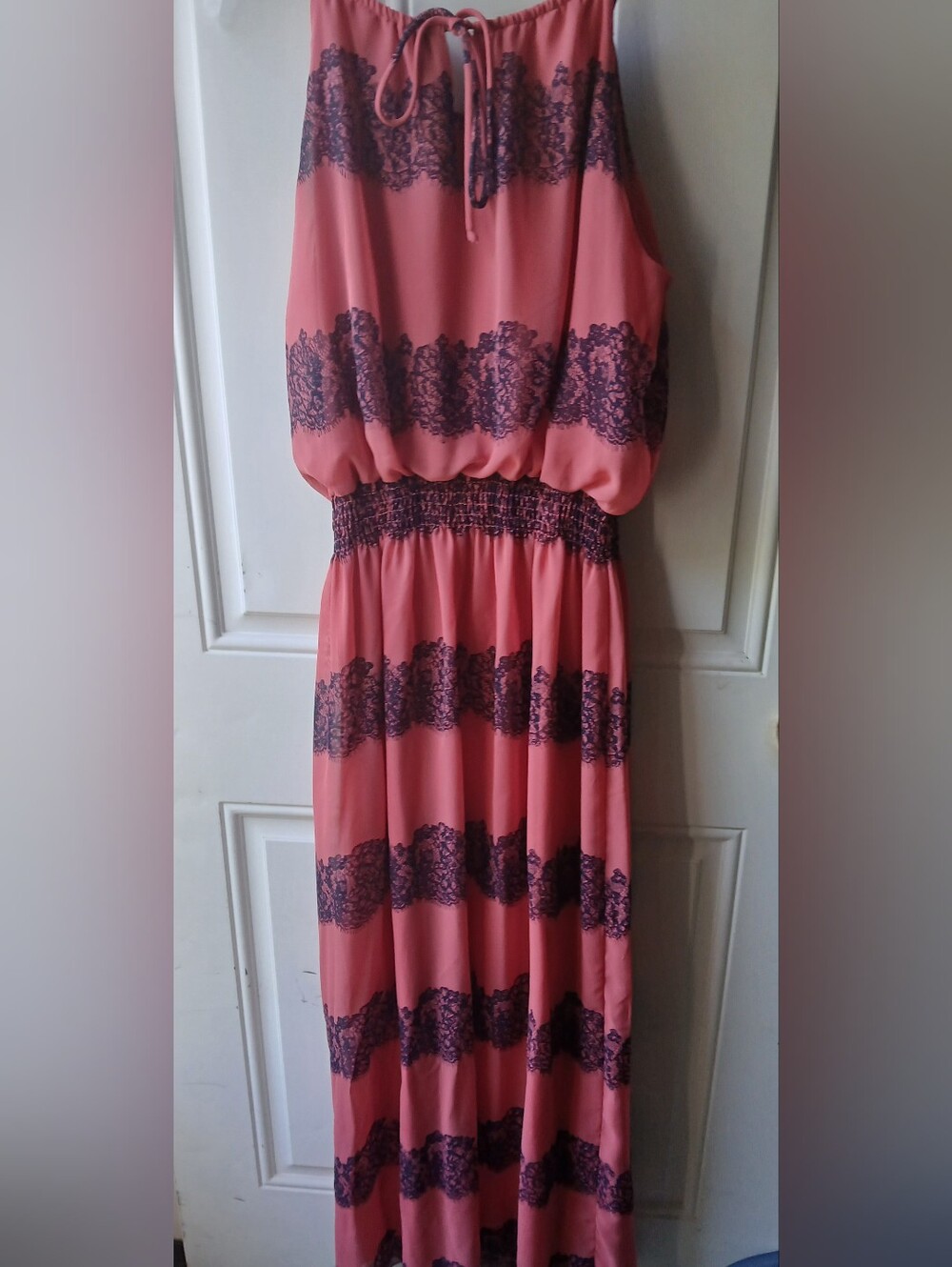 Enfocus Studio Coral & Purple Maxi Dress Size 10 Women’s Formal Evening Gown